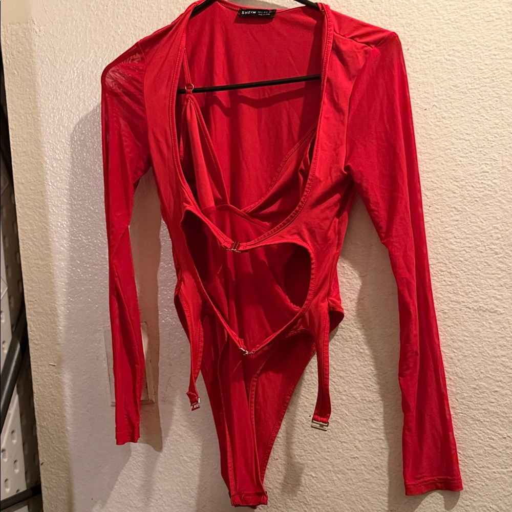 Red Long Sleeve Bodysuit